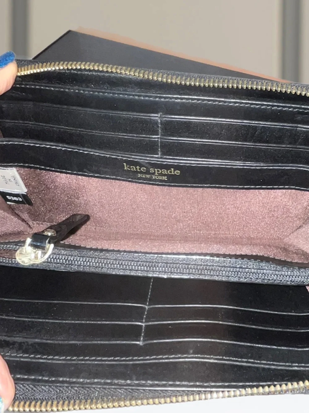 Kate Spade Black Nylon Zip Continental Wallet with Gold Tone Hardware